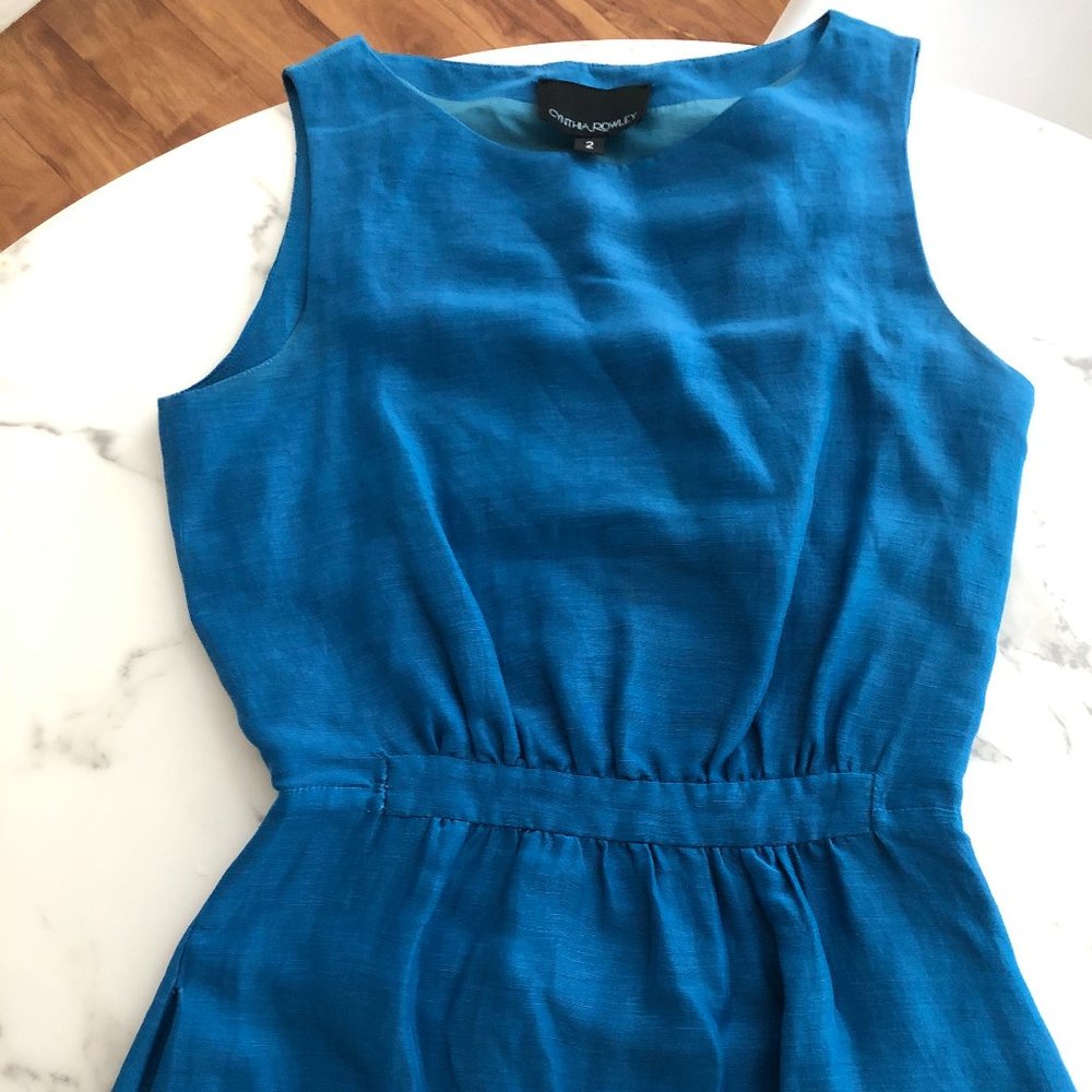 Cynthia Rowley size 2 cobalt formal linen dress - Picture 3 of 6